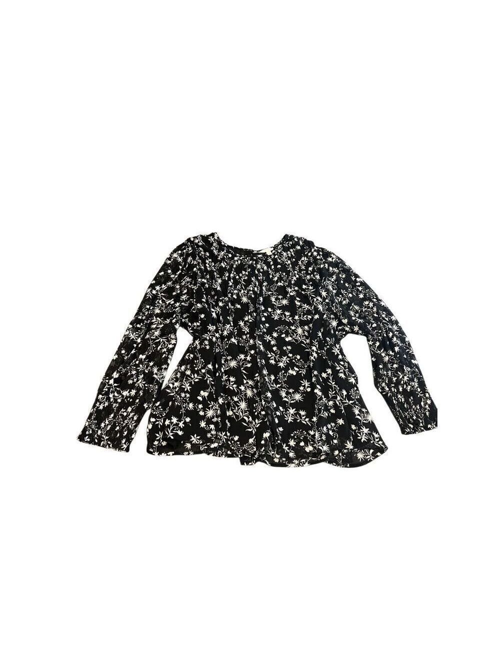 TERRA& Sky  black floral BOHO blouse size 4X